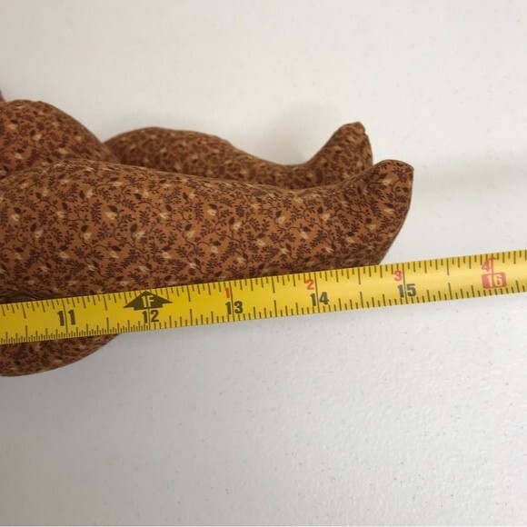 Vintage Handmade Brown Calico Fabric Button Jointed Teddy Bear Button Eyes 15" - Picture 6 of 9